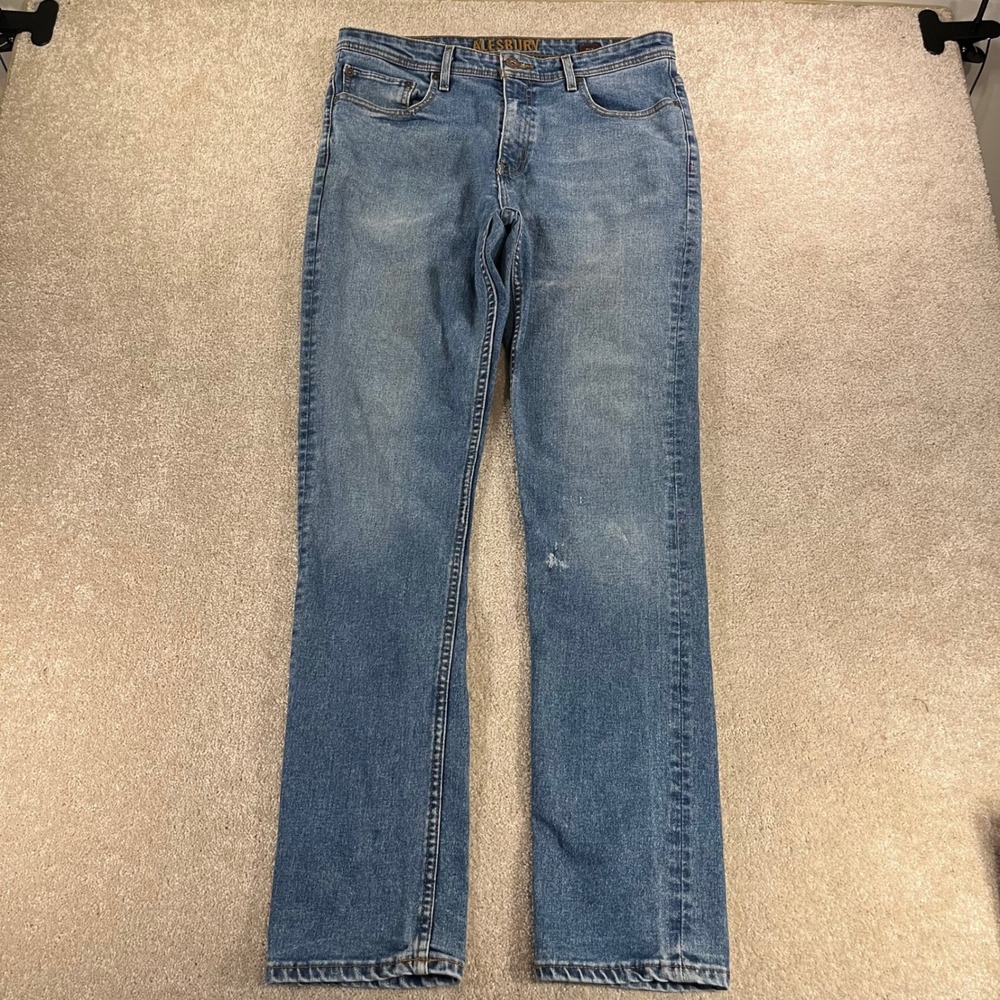 Alesbury Slim Fit Jeans Mens 34x34 Blue Stretch Denim Dark Coffee